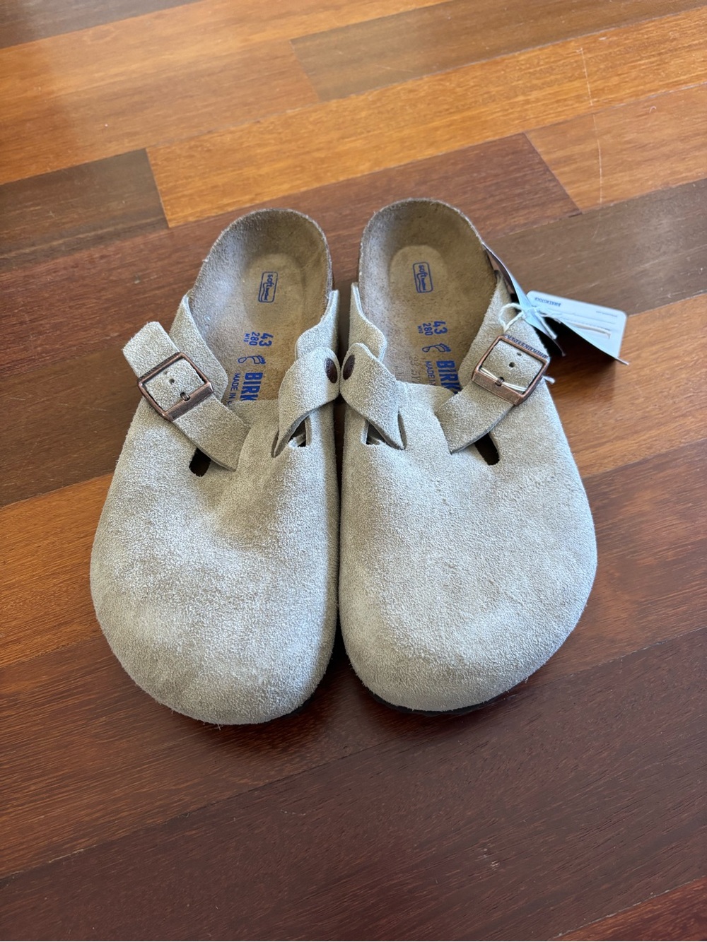 US M 10 Birkenstock Boston BS Taupe -New & Never Worn